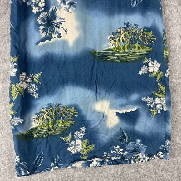 Vintage Marsh Landing Hawaiian Dress Womens Medium Blue Tropical Aloha Rayon - Picture 8 of 12